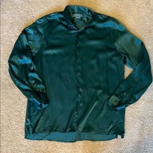 Dark green silky Zara Button up